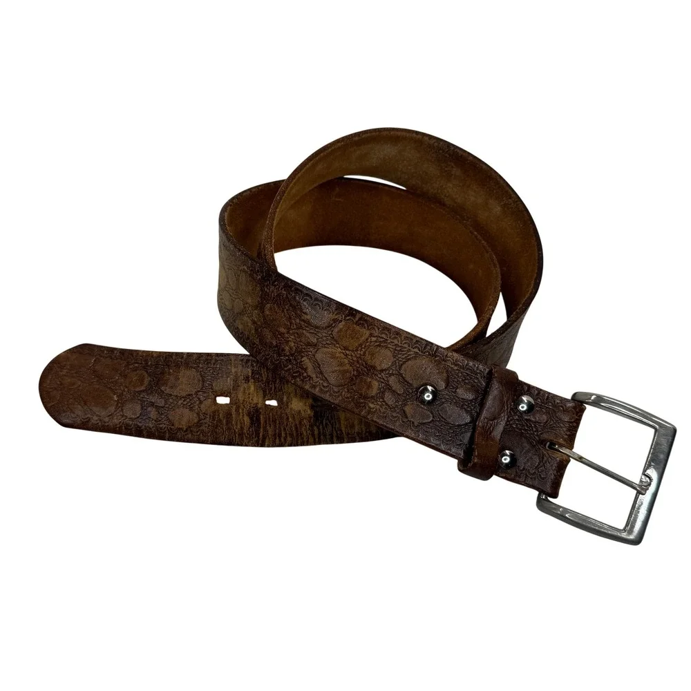 Vintage Tooled Leather Belt‎ Sz 38 Brown Western Ranchwear Americana Cowboy